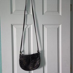 Fossil Black Crossbody Bag with Gold Accents